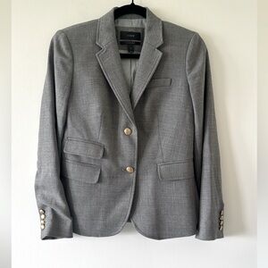 J.Crew Blazer Womens Grey Wool Schoolboy Size 0 Gold 2 Button Preppy Business